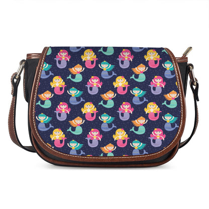 Colorful Mermaid Pattern Print Saddle Bag