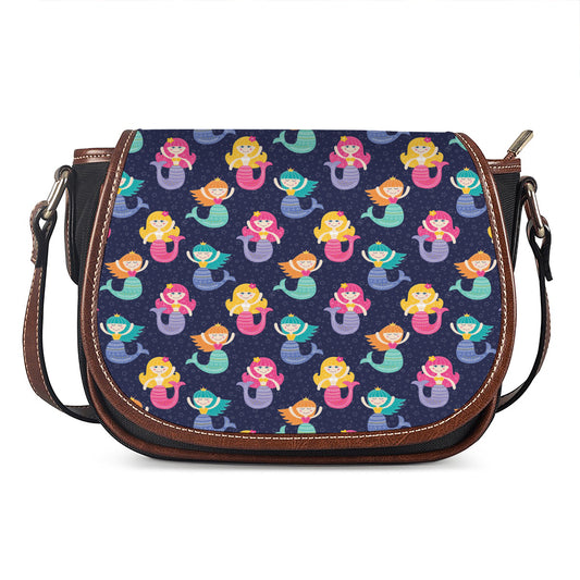Colorful Mermaid Pattern Print Saddle Bag