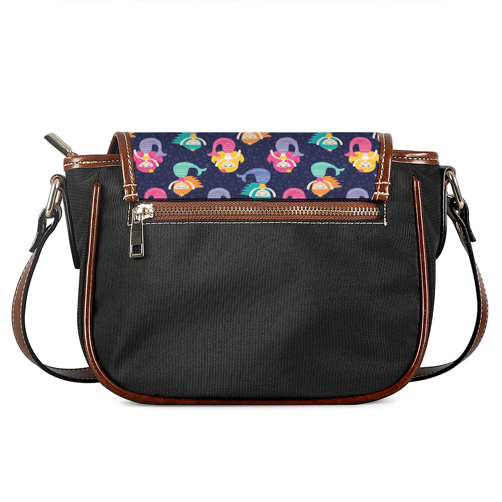 Colorful Mermaid Pattern Print Saddle Bag