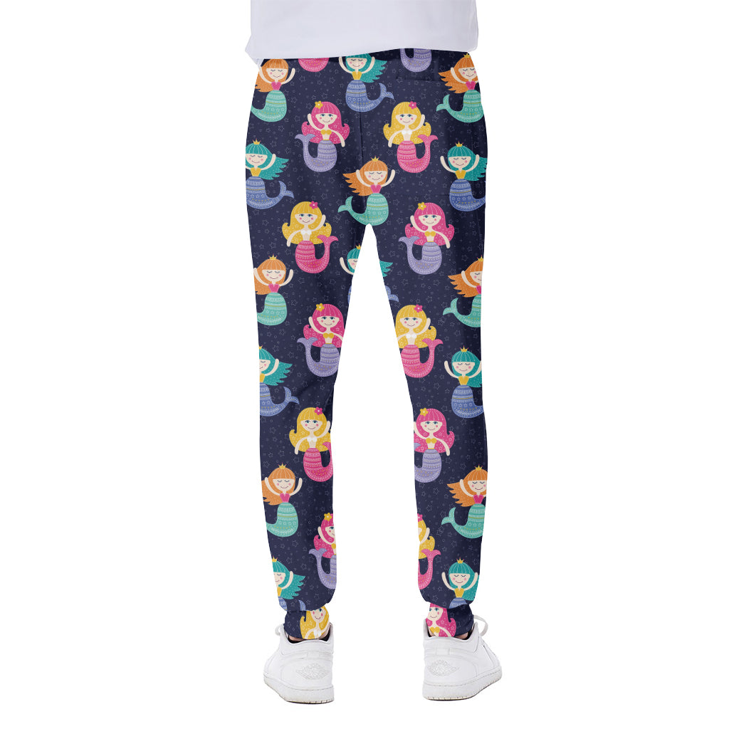 Colorful Mermaid Pattern Print Scuba Joggers