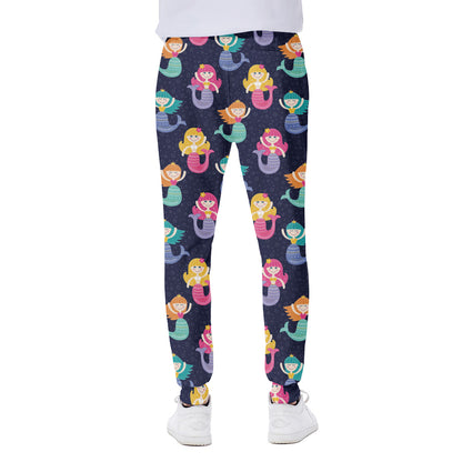 Colorful Mermaid Pattern Print Scuba Joggers
