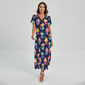 Colorful Mermaid Pattern Print Short Sleeve Maxi Dress