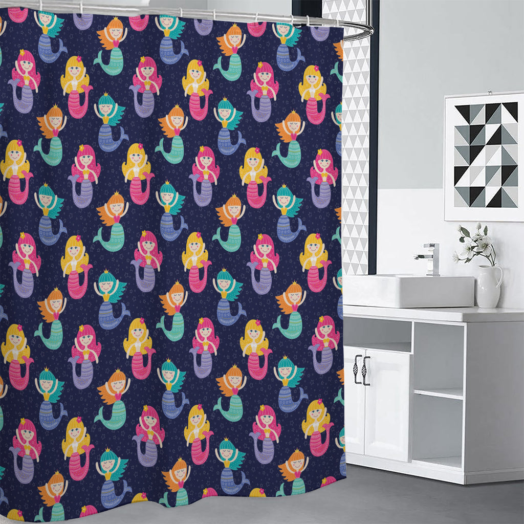 Colorful Mermaid Pattern Print Shower Curtain