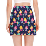 Colorful Mermaid Pattern Print Side Slit Mini Skirt