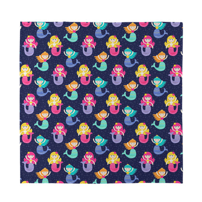 Colorful Mermaid Pattern Print Silk Bandana