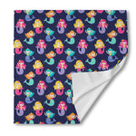 Colorful Mermaid Pattern Print Silk Bandana