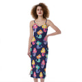 Colorful Mermaid Pattern Print Slim Fit Midi Cami Dress