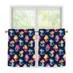 Colorful Mermaid Pattern Print Tier Curtains