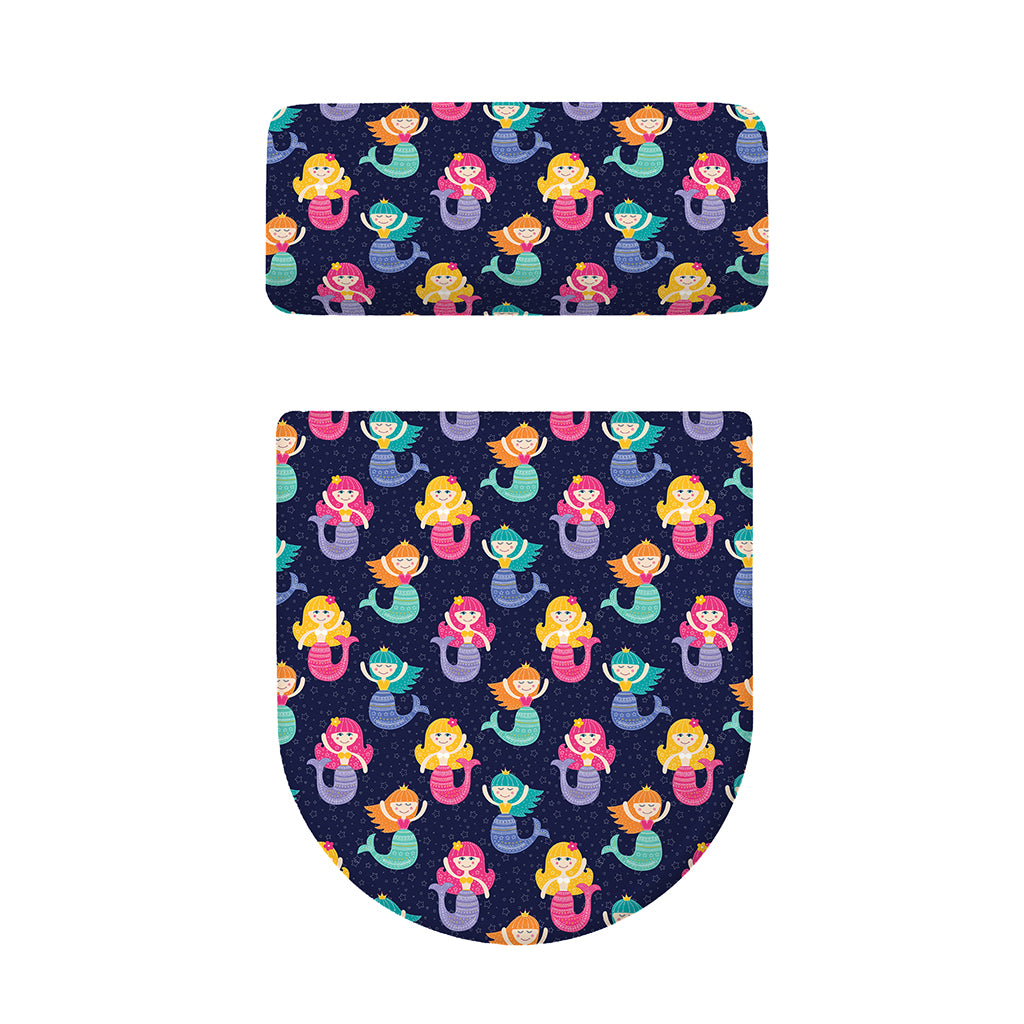 Colorful Mermaid Pattern Print Toilet Lid And Tank Cover Set