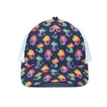 Colorful Mermaid Pattern Print White Mesh Trucker Hat