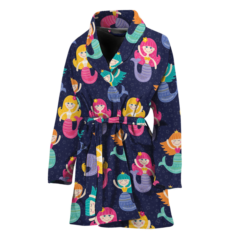 Colorful Mermaid Pattern Print Women's Bathrobe