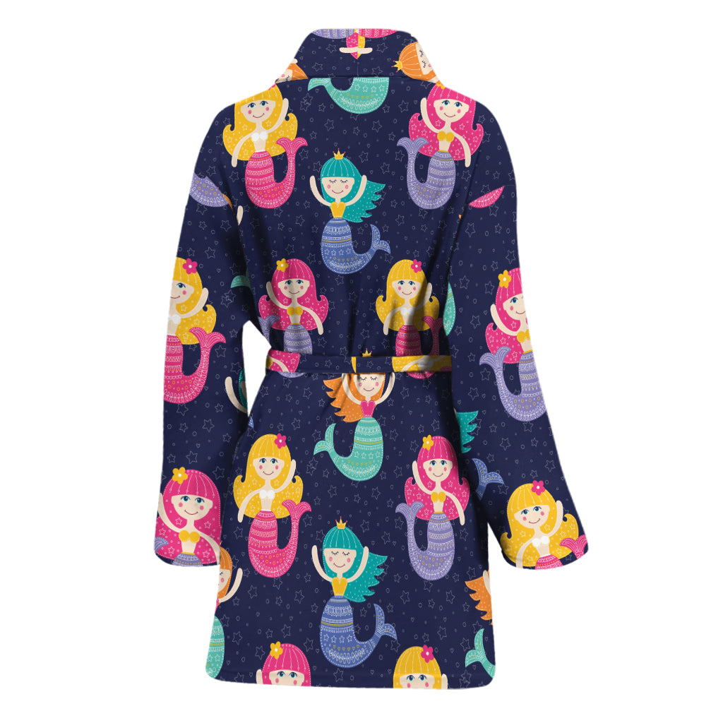 Colorful Mermaid Pattern Print Women's Bathrobe