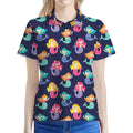 Colorful Mermaid Pattern Print Women's Polo Shirt