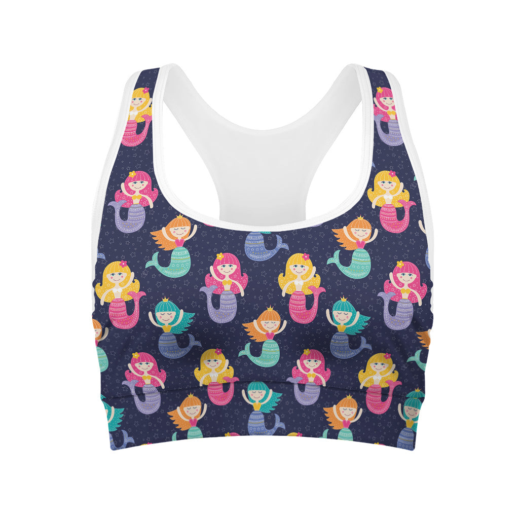 Colorful Mermaid Pattern Print Women's Sports Bra