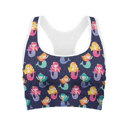 Colorful Mermaid Pattern Print Women's Sports Bra