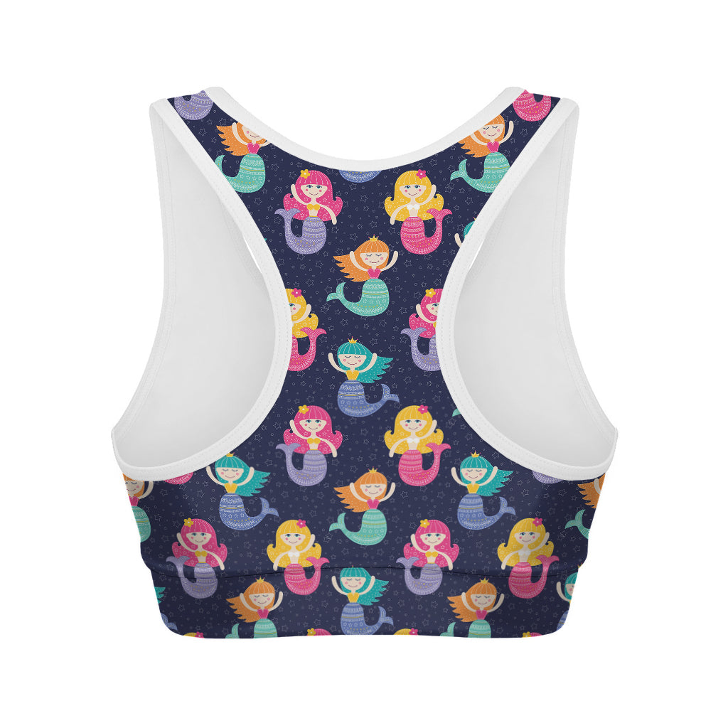 Colorful Mermaid Pattern Print Women's Sports Bra