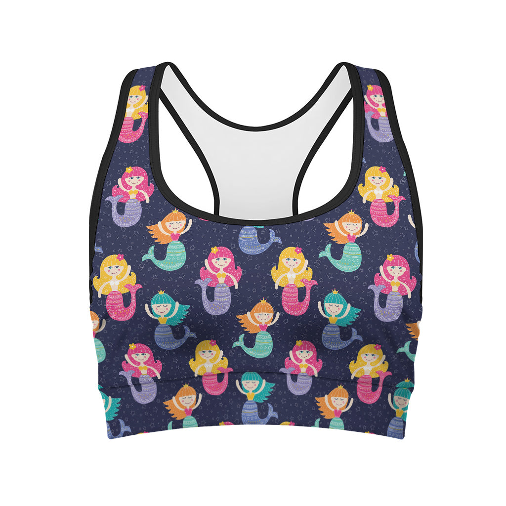 Colorful Mermaid Pattern Print Women's Sports Bra