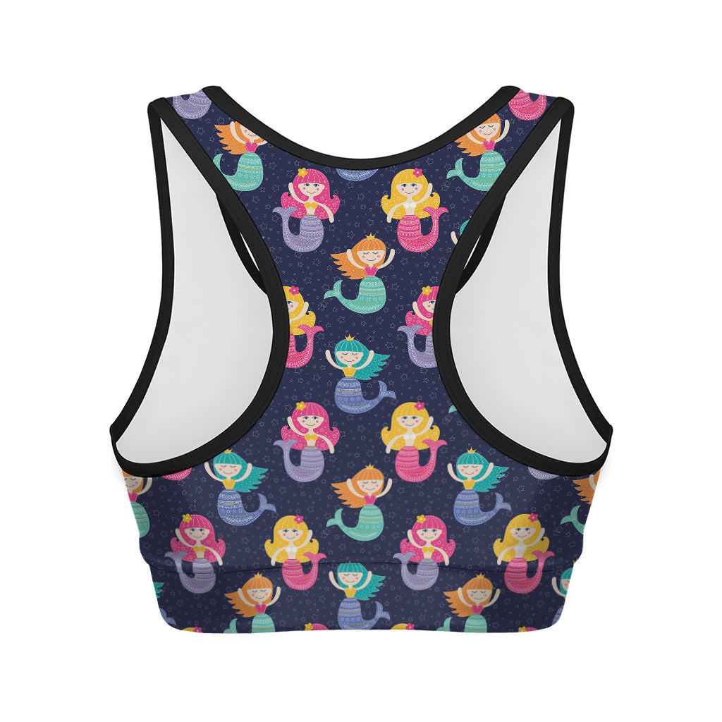 Colorful Mermaid Pattern Print Women's Sports Bra