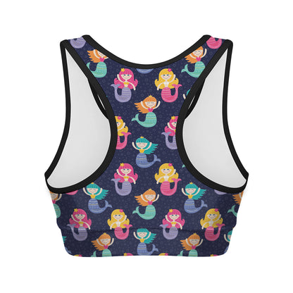 Colorful Mermaid Pattern Print Women's Sports Bra