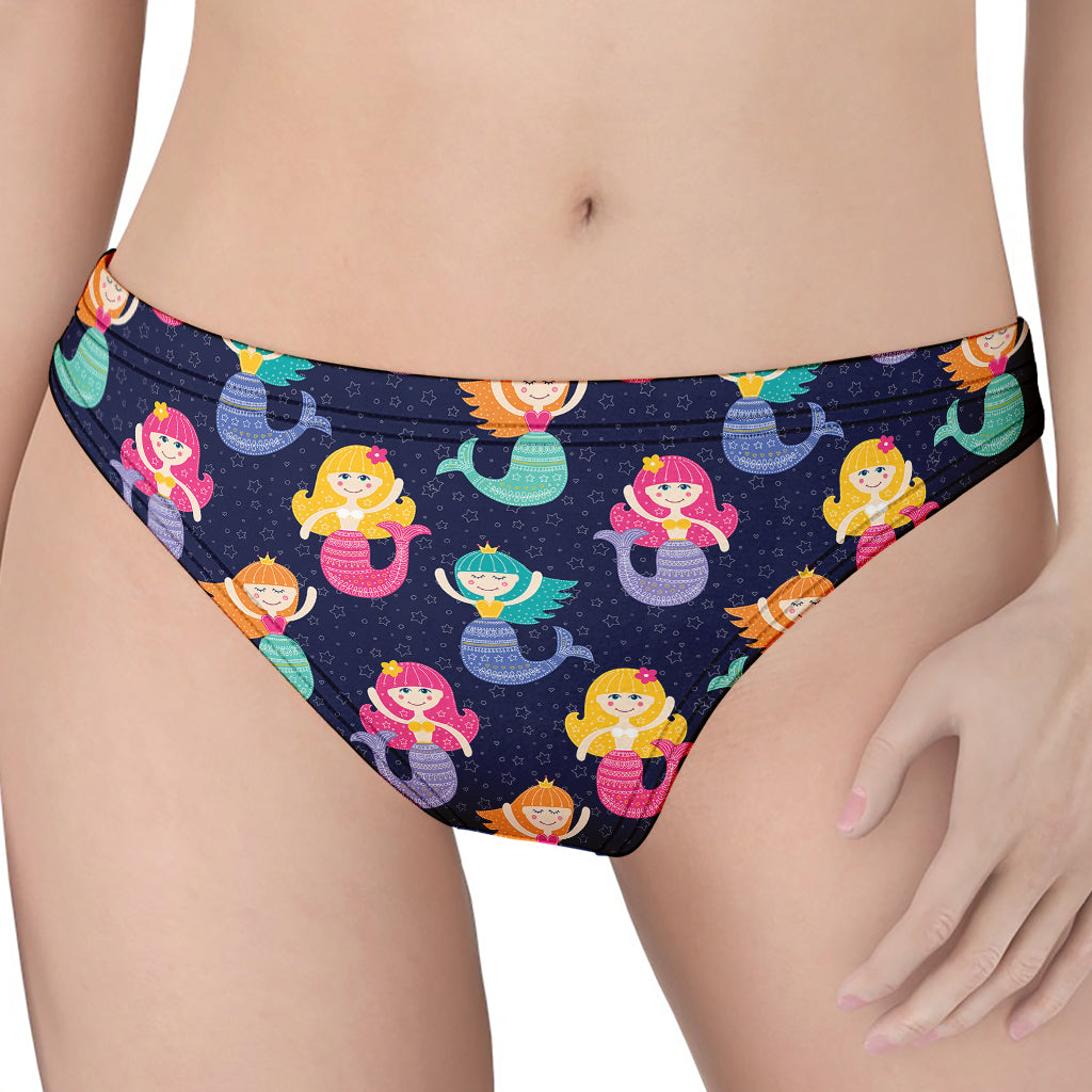 Colorful Mermaid Pattern Print Women's Thong