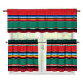Colorful Mexican Blanket Pattern Print 3 Piece Kitchen Curtains