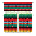 Colorful Mexican Blanket Pattern Print 3 Piece Kitchen Curtains