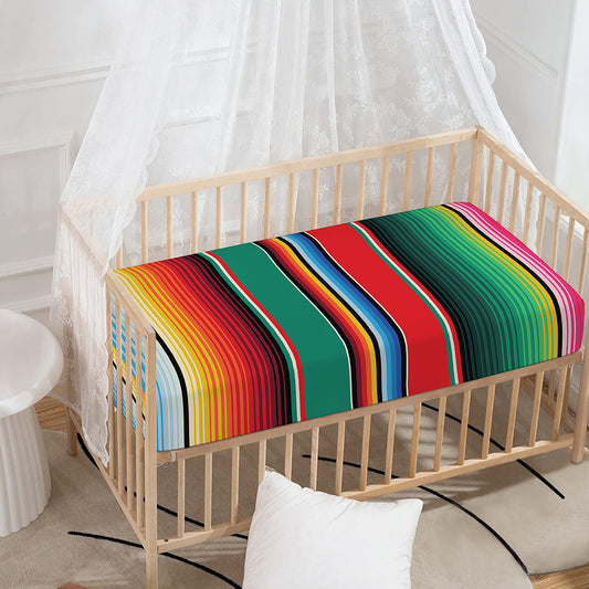 Colorful Mexican Blanket Pattern Print Baby Crib Sheet