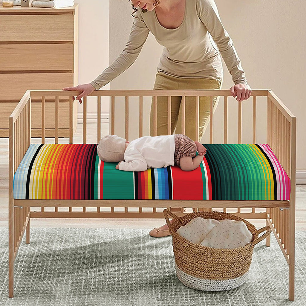 Colorful Mexican Blanket Pattern Print Baby Crib Sheet