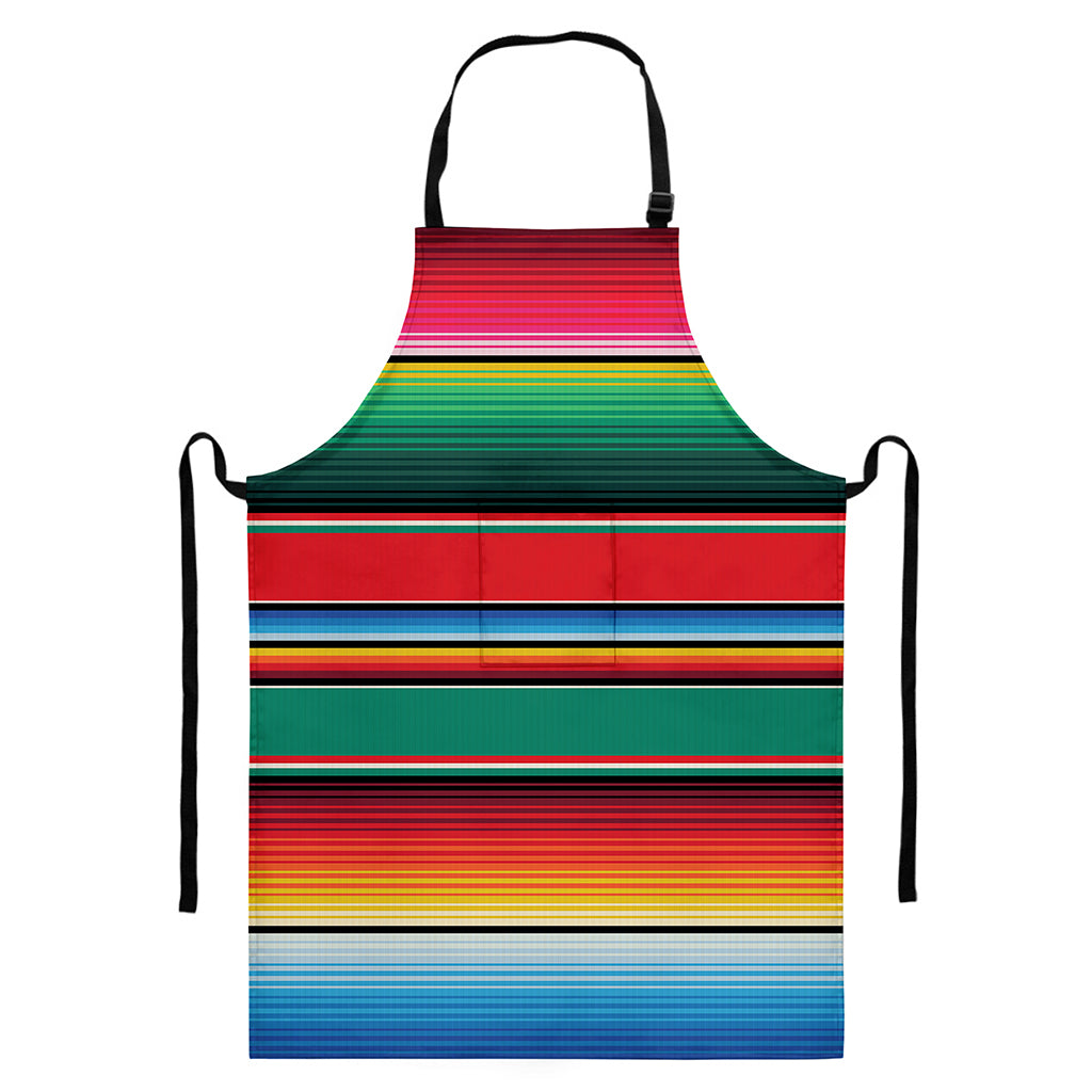 Colorful Mexican Blanket Pattern Print Bib Apron With Pocket