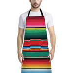 Colorful Mexican Blanket Pattern Print Bib Apron With Pocket