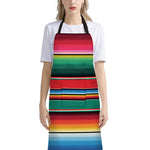 Colorful Mexican Blanket Pattern Print Bib Apron With Pocket