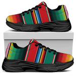 Colorful Mexican Blanket Pattern Print Black Chunky Shoes