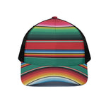 Colorful Mexican Blanket Pattern Print Black Mesh Trucker Cap