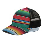 Colorful Mexican Blanket Pattern Print Black Mesh Trucker Cap