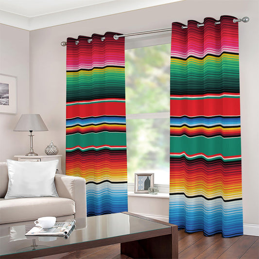 Colorful Mexican Blanket Pattern Print Blackout Grommet Curtains