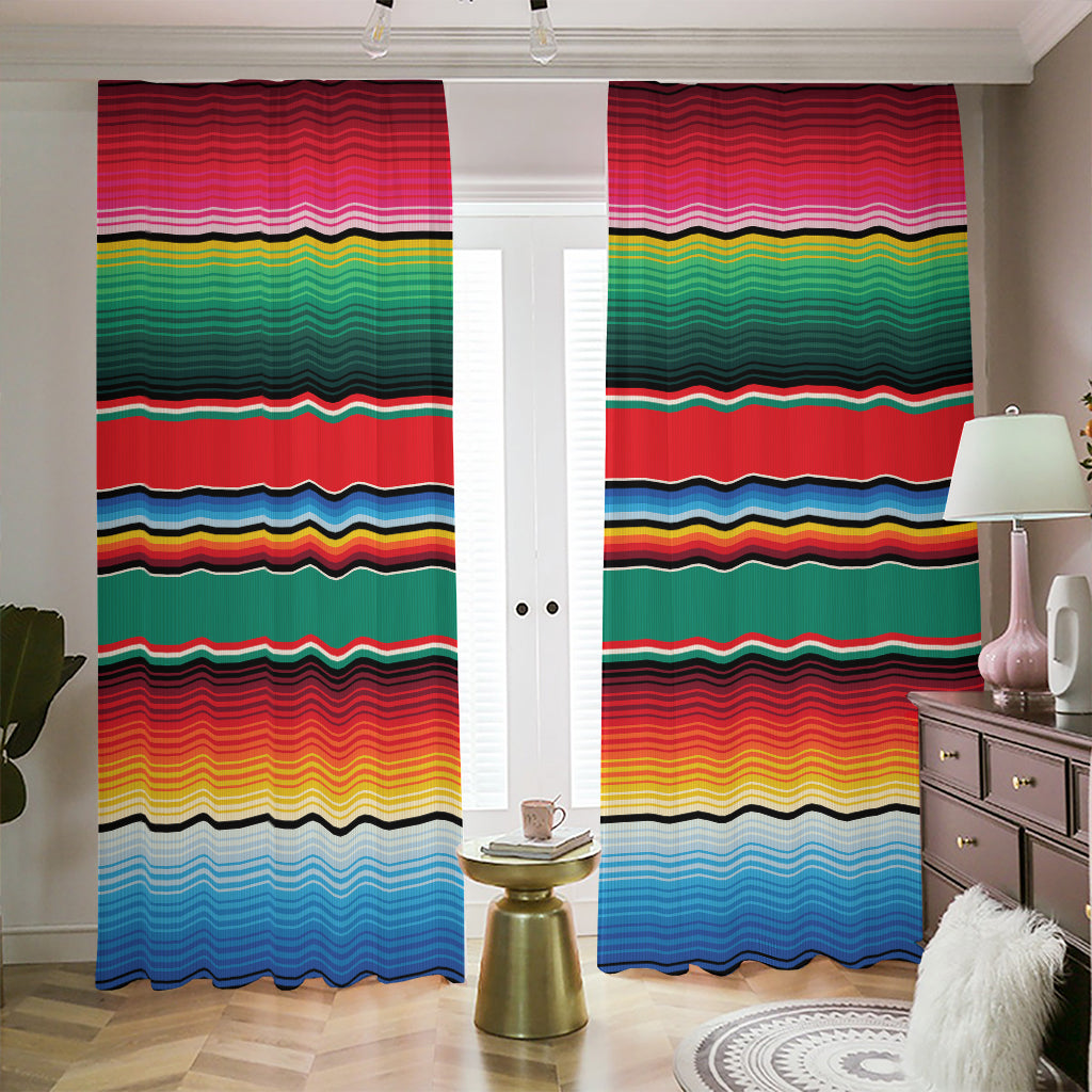 Colorful Mexican Blanket Pattern Print Blackout Pencil Pleat Curtains