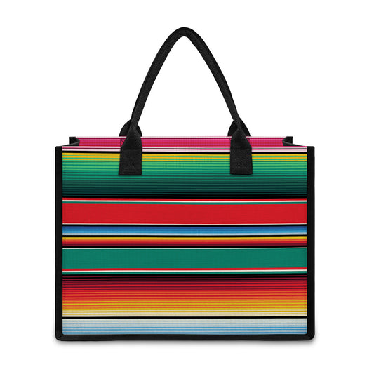 Colorful Mexican Blanket Pattern Print Canvas Tote Bag