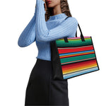 Colorful Mexican Blanket Pattern Print Canvas Tote Bag