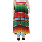 Colorful Mexican Blanket Pattern Print Chiffon Maxi Skirt