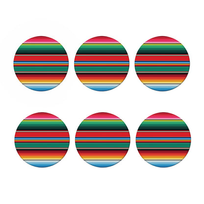 Colorful Mexican Blanket Pattern Print Coaster Set