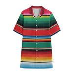 Colorful Mexican Blanket Pattern Print Cotton Hawaiian Shirt