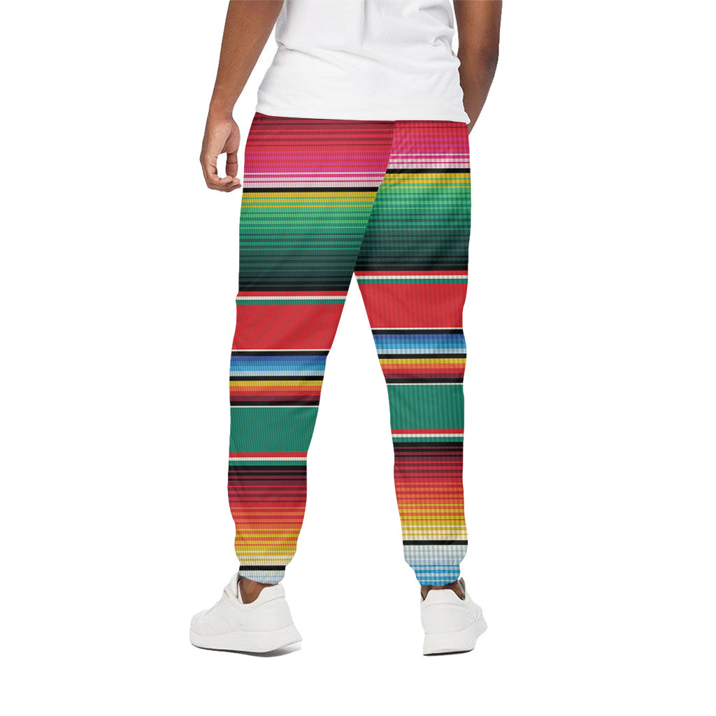 Colorful Mexican Blanket Pattern Print Cotton Pants