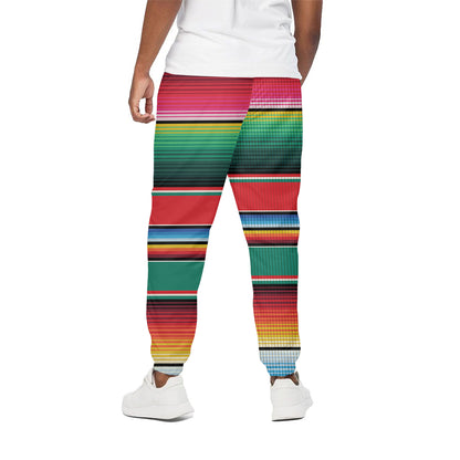 Colorful Mexican Blanket Pattern Print Cotton Pants
