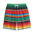 Colorful Mexican Blanket Pattern Print Cotton Shorts