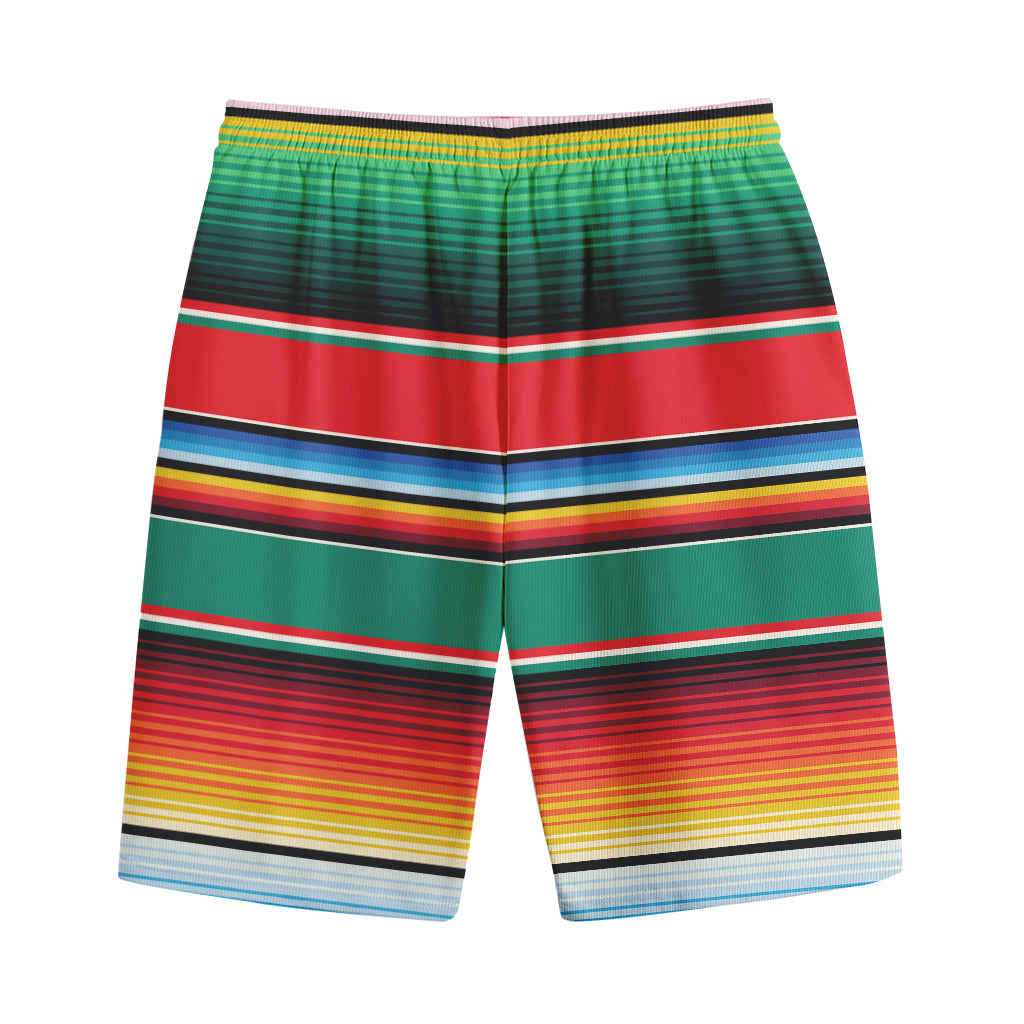 Colorful Mexican Blanket Pattern Print Cotton Shorts