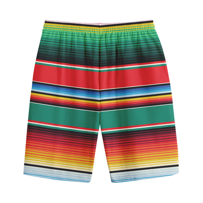 Colorful Mexican Blanket Pattern Print Cotton Shorts