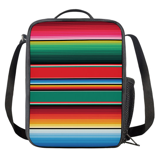 Colorful Mexican Blanket Pattern Print Crossbody Lunch Bag