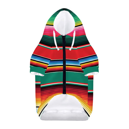 Colorful Mexican Blanket Pattern Print Dog Zip Up Hoodie