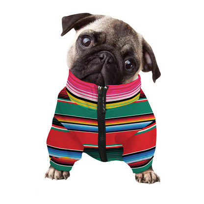 Colorful Mexican Blanket Pattern Print Dog Zip Up Jacket