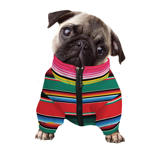 Colorful Mexican Blanket Pattern Print Dog Zip Up Jacket